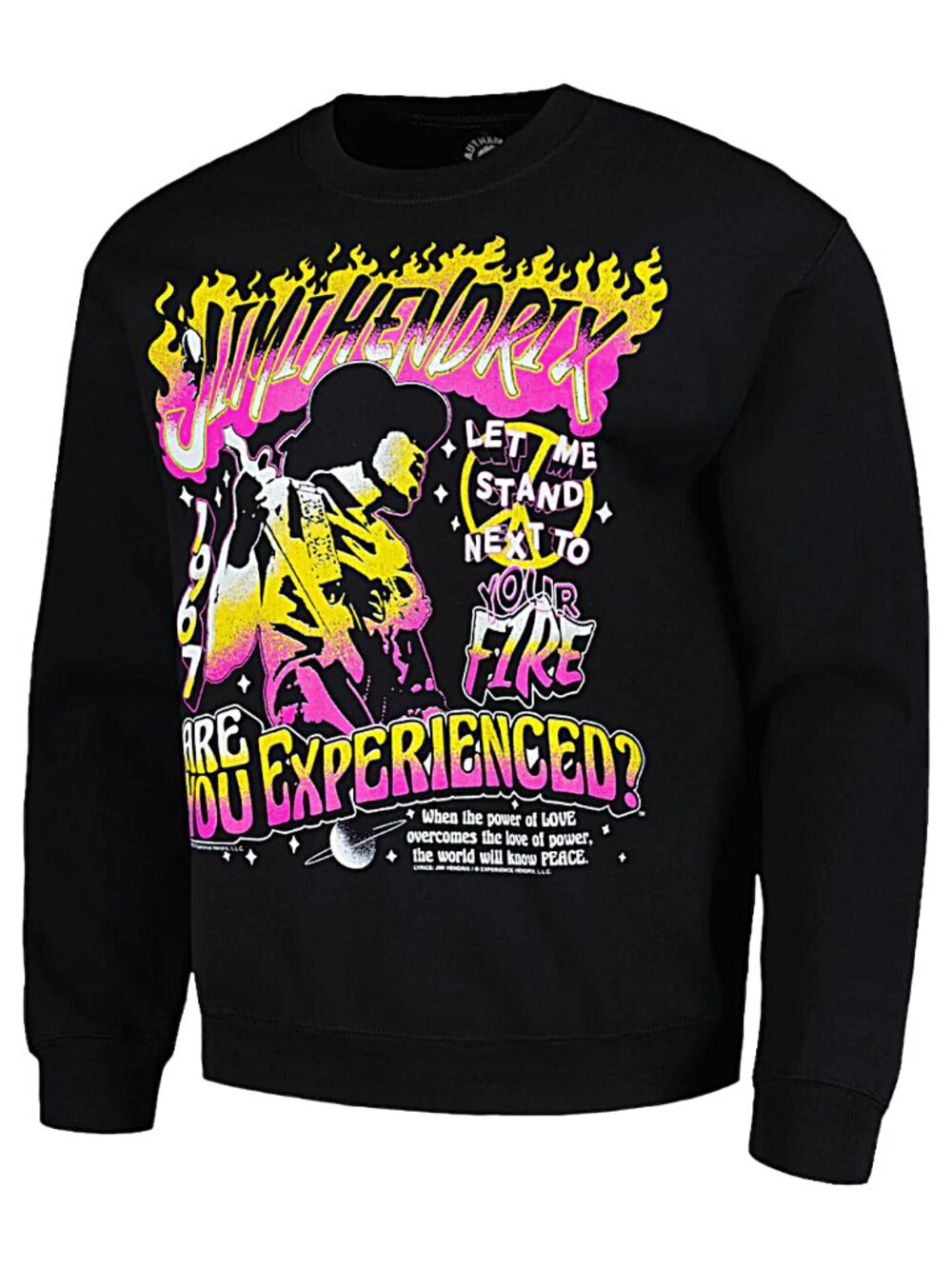 Jimi Hendrix Graphic Sweatshirt NWT L Black 1967 Are You Experienced Fire